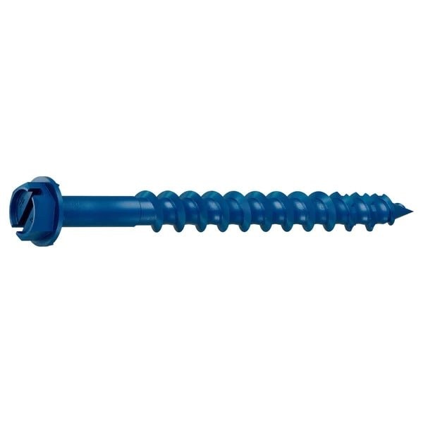 3/16-inch x 1-1/4-inch Climaseal Blue Slotted Hex Head Concrete Screw Anchors w/Drill Bit, 225PK